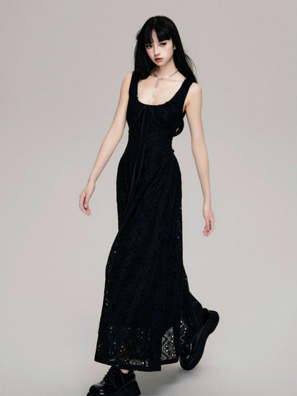 lace enchantment maxi dress - women's romantic full-length lace gown