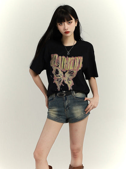 Loose Mid-Length Bottoms T-Shirt