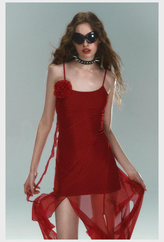 scarlet siren asymmetric slip dress