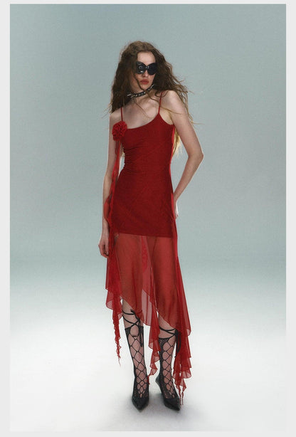 scarlet siren asymmetric slip dress