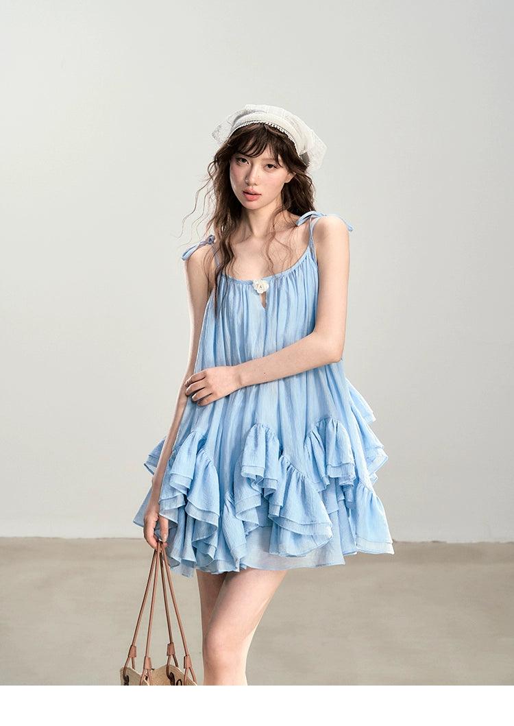 lavender breeze ruffle swing dress