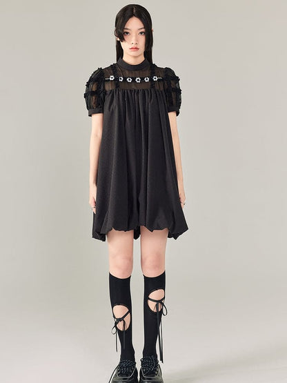 black beaded short sleeve dress