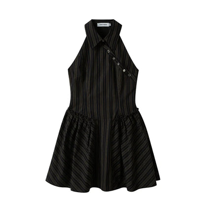 Asymmetric Stripe Waistband Dress