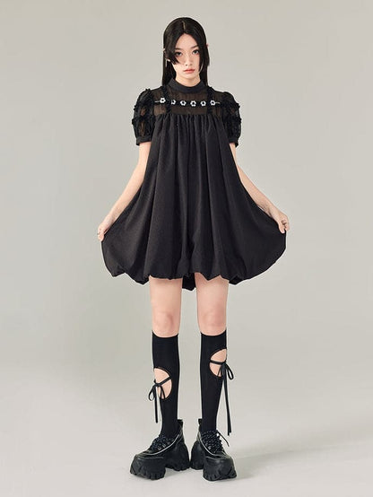 black beaded short sleeve dress