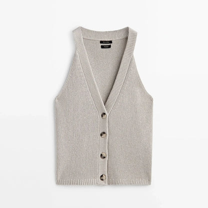 Ethereal  MD 2024 new style of Women's casual workplace light cooked small fragrance crew-neck striped knit inside vest