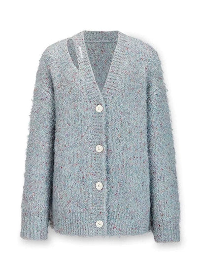 cut-out v-neck knitted cardigan