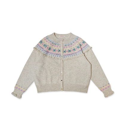 vintage fringe fairisle crochet cardigan