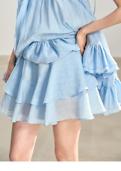 lavender breeze ruffle swing dress