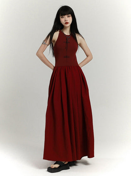 crimson elegance maxi dress