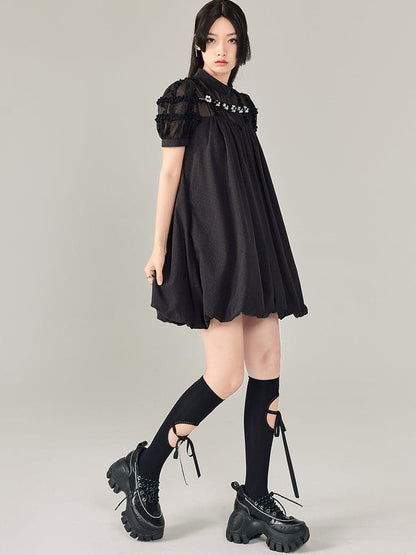 black beaded short sleeve dress