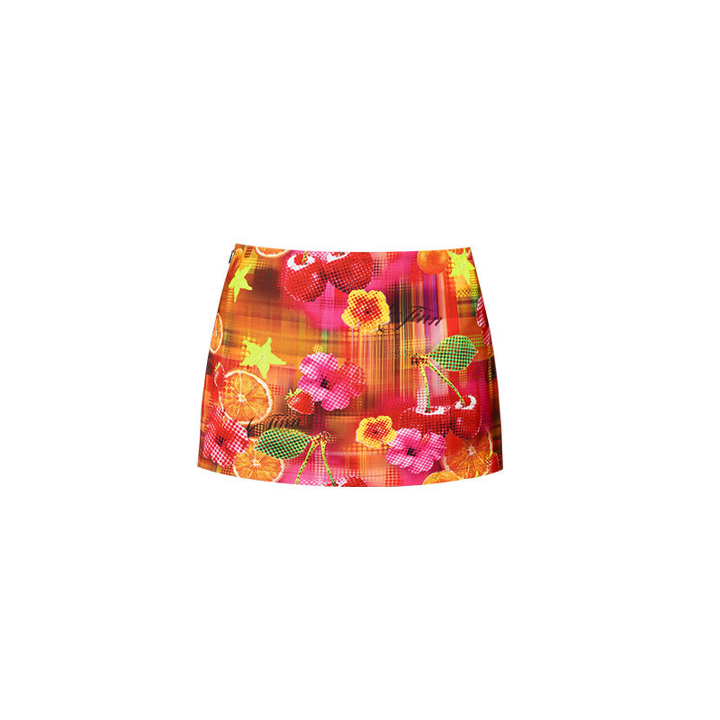 Summer Fruit Print Skirt