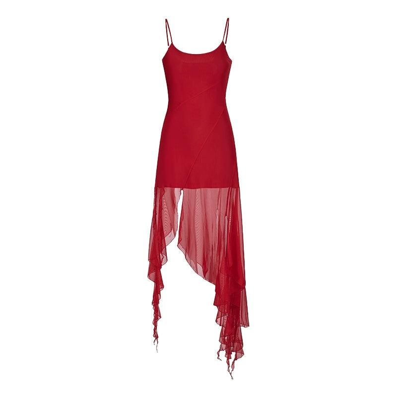 scarlet siren asymmetric slip dress