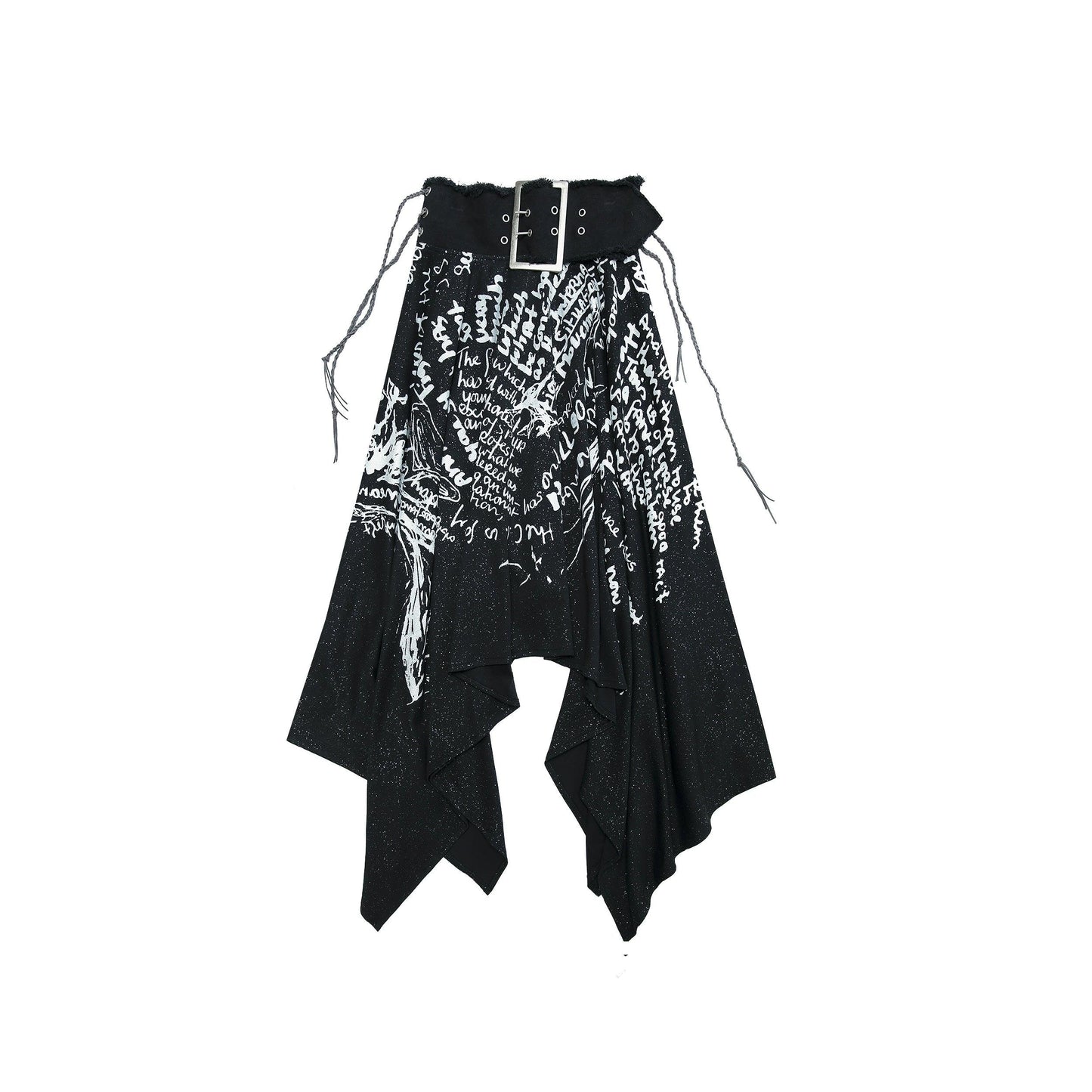 asymmetrical handkerchief skirt - women's belted tree print boho midi skirt