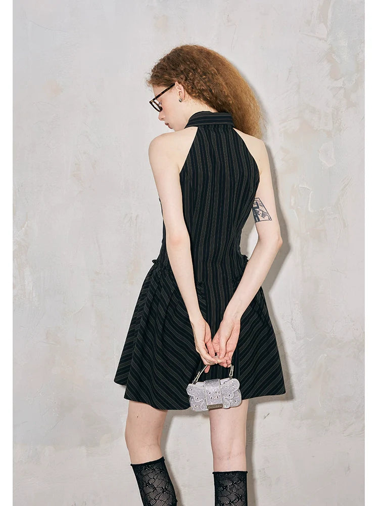 Asymmetric Stripe Waistband Dress